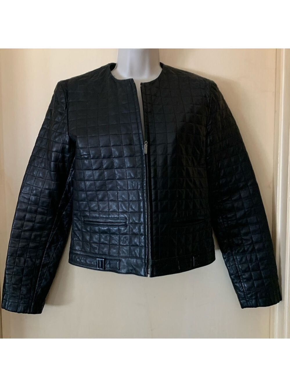Siena Studio black quilted leather jacket size S